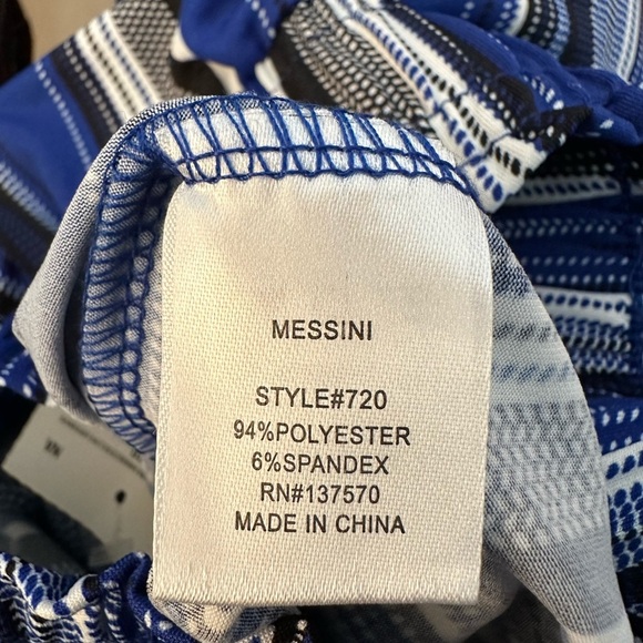 MESSINI Blue Prints Elastic Waist Pants BNWT Fits S/M - Picture 4 of 6